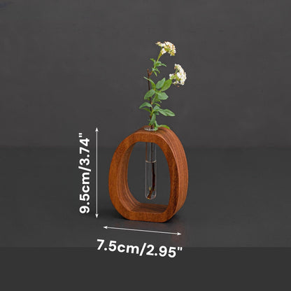 NatureNest – Solid Wood Glass Flower Vase – Small