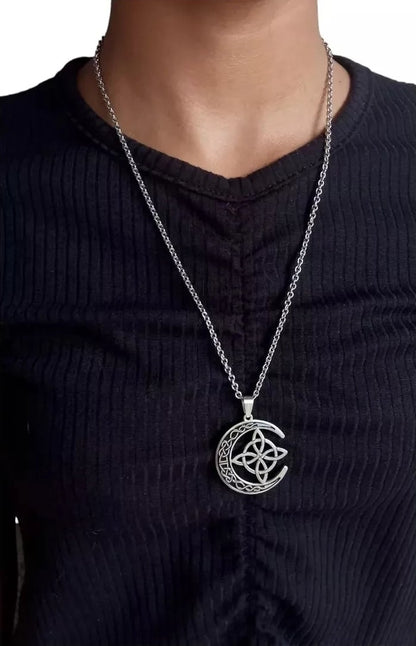 MoonKnot – Celtic Crescent Steel Pendant Necklace – image 3