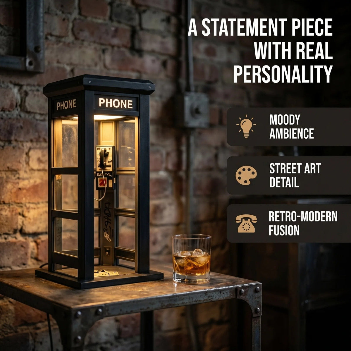 NoirBooth Glow - Vintage Phone Booth Ambient Lamp – image 6