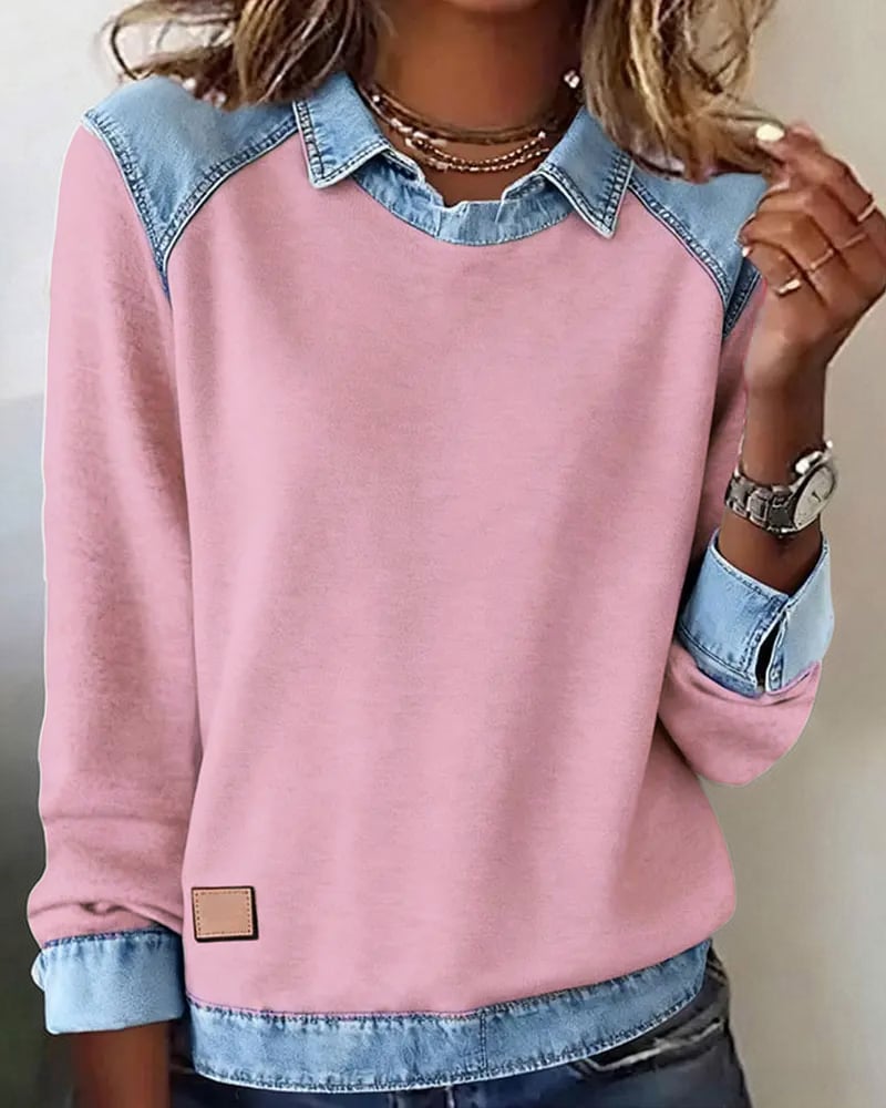 BelleVibe – Women’s Fashion Lapel Blouse – Pink / 2XL