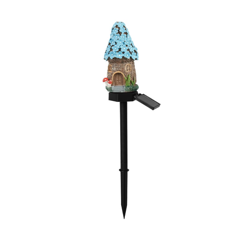 MushLumi – Solar Fairy-Tale Mushroom Cottage Light – Blue Flower House