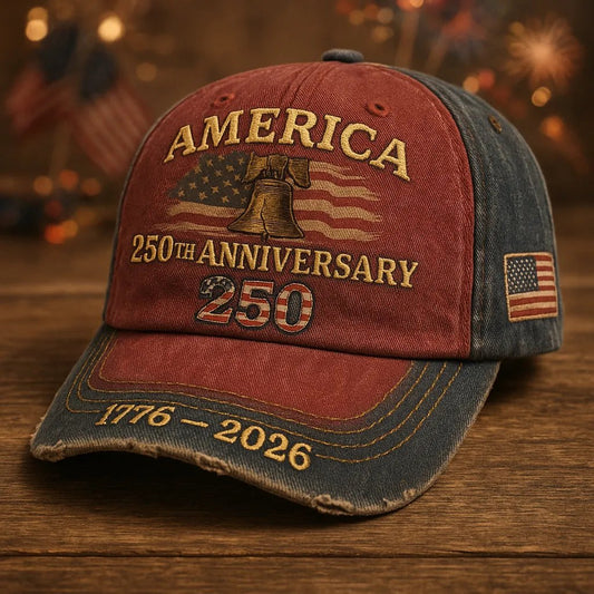 United States 250th Anniversary Red Cap – Red / One Size Fits Most (Circumference 21 5/8"- Circumference 24 1/8")