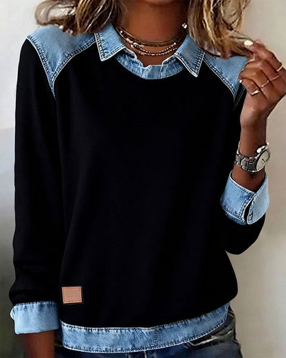 BelleVibe – Women’s Fashion Lapel Blouse – Black / M