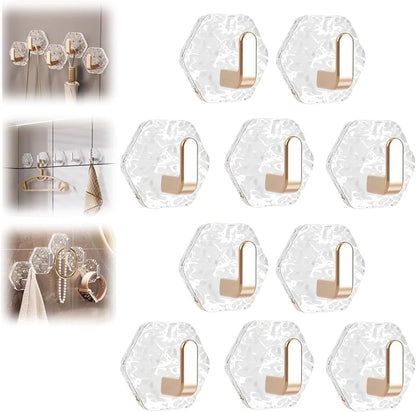 HexaGrip – Heavy Duty Hexagonal Ripple Hooks (10 Pack) – Gold / 10PCS