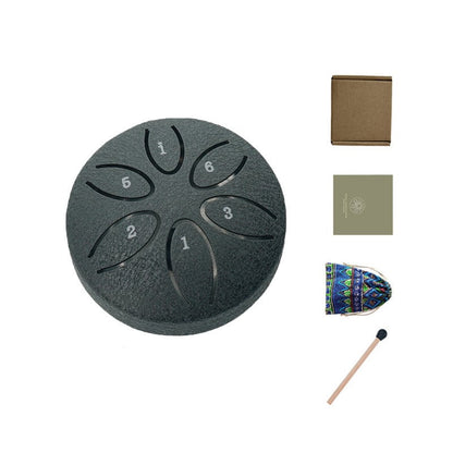 NatureBeat – Outdoor Steel Rain Drum with Finger Picks – Black (3'')