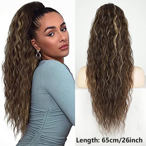 SilkiPony – Natural Hair Ponytail Extension – Brown Mixed Dark Blonde