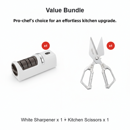 RazorTune – Multi-Function Sharpener – White / Knife Sharpener + Kitchen Scissors
