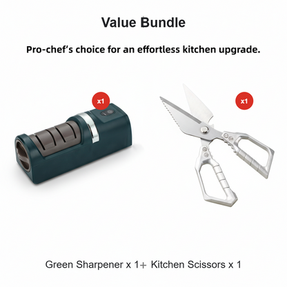 RazorTune – Multi-Function Sharpener – Green / Knife Sharpener + Kitchen Scissors