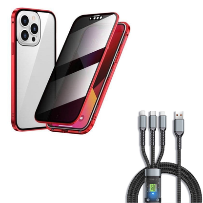 SafeScreen 360 – Privacy Guard Case – Red / For IPhone17 / With Fast Charging Cable