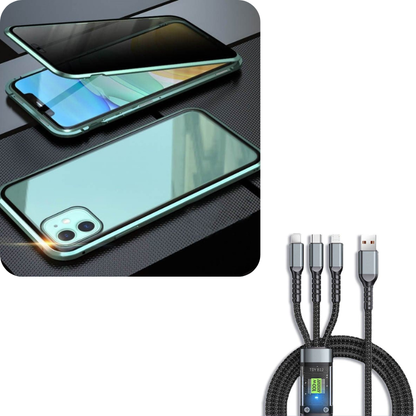 SafeScreen 360 – Privacy Guard Case – Green / For IPhone17 / With Fast Charging Cable