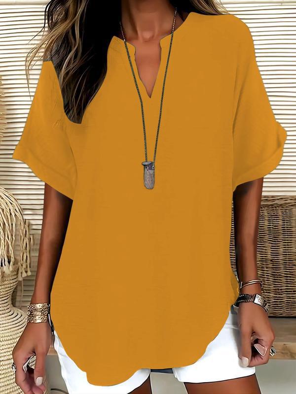 GraceFit – Elegant Comfort Blouse – Yellow / S（4-6）