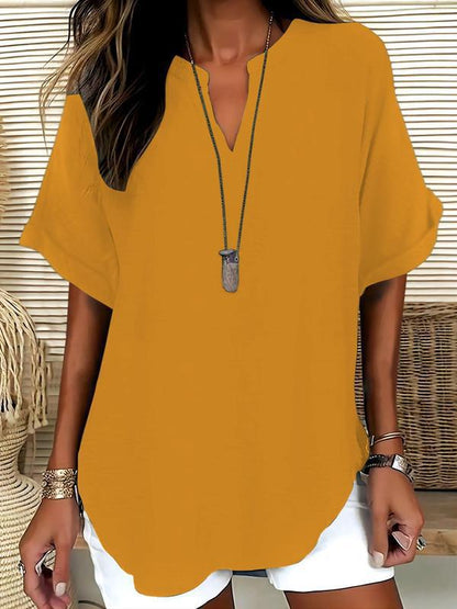 GraceFit – Elegant Comfort Blouse – Yellow / S（4-6）