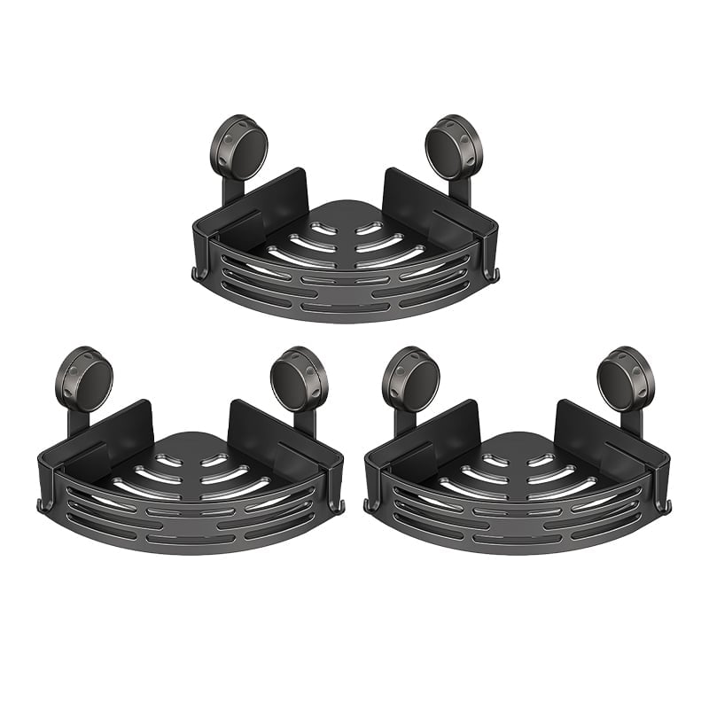 BathHaven – Triangle Suction Organizer – Black - 3 Shelves