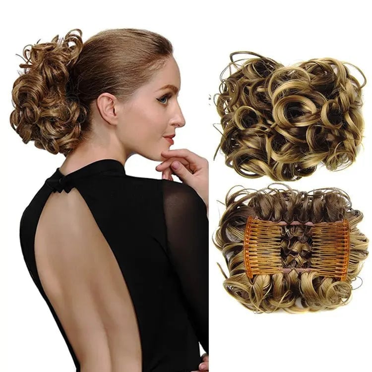 CurlNest – Messy Bun for Everyday Chic Looks – Dark Blond Brown Mixed