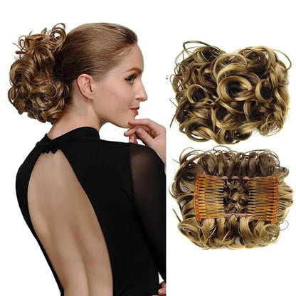 CurlNest – Messy Bun for Everyday Chic Looks – Dark Blond Brown Mixed