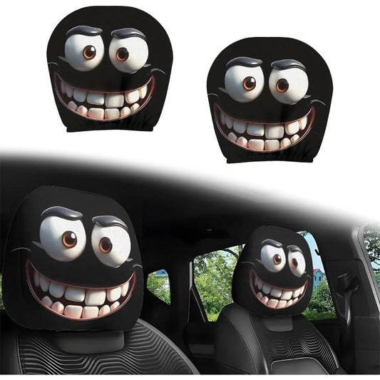 CartoonCush – Playful Headrest Cover – Crazy Joker / Front Seats (2 pcs)