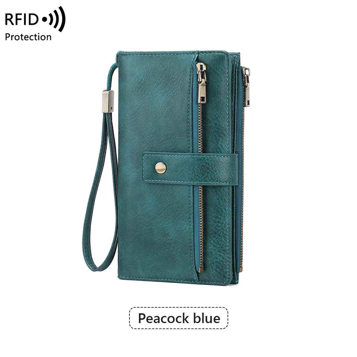 LumeFold – Multi-Compartment Compact Wallet – Peacock Blue