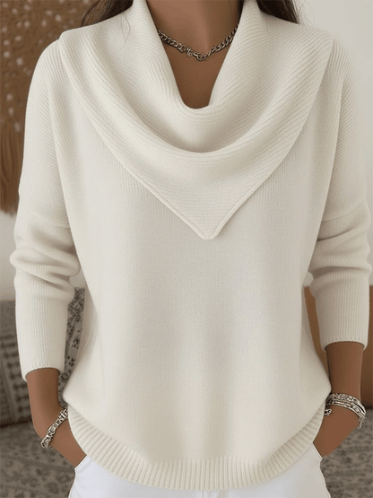 AuraKnit – Triangle Neck Pullover – White / XS（US 2)