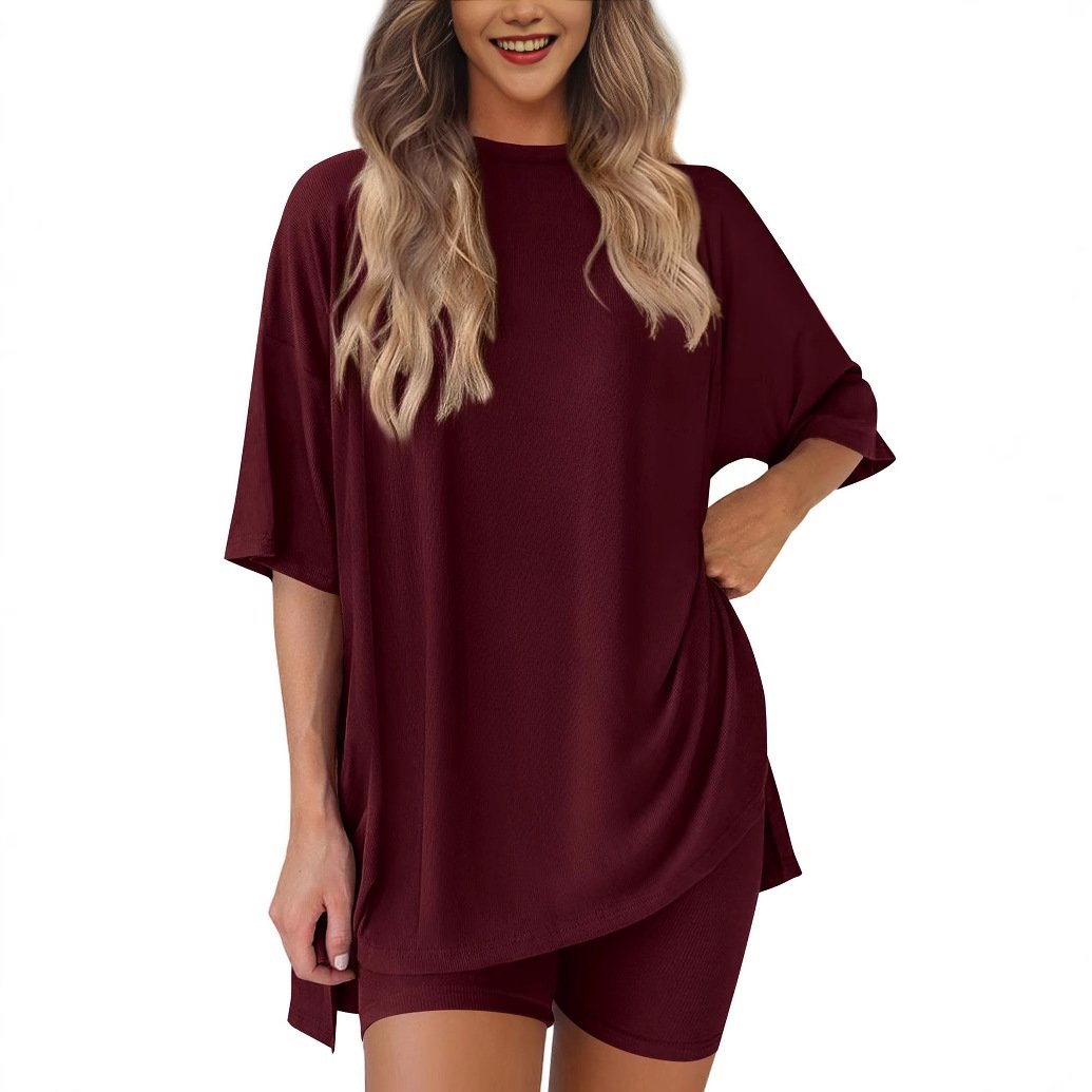 ComfiChic - Two Piece Relaxed Fit Set – Wine red / S