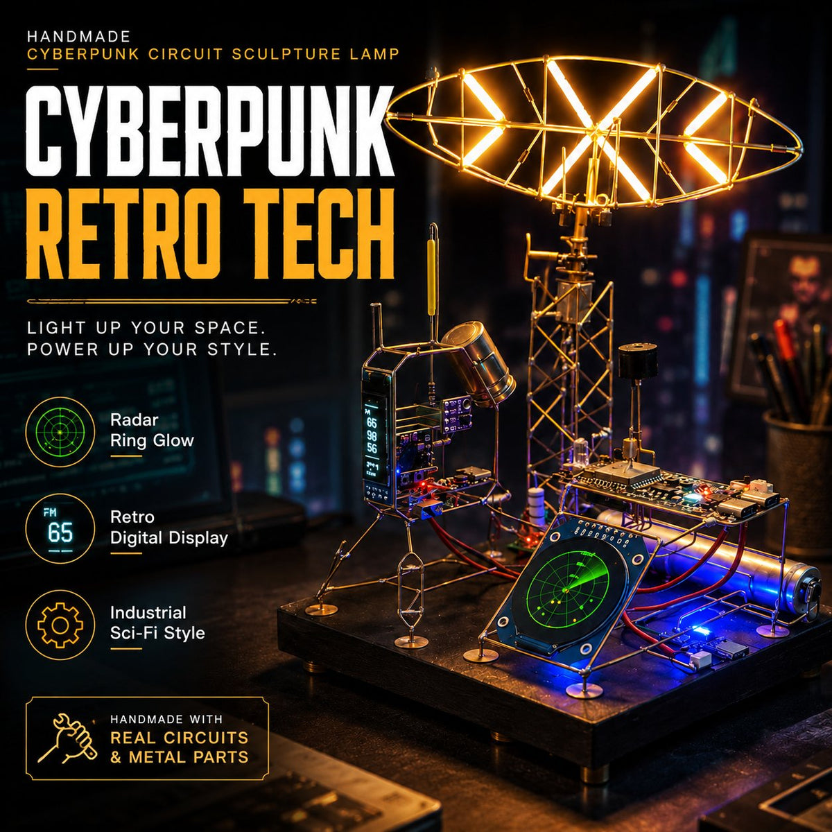 NeonForge - Handmade Cyberpunk Circuit Sculpture Lamp – image 2