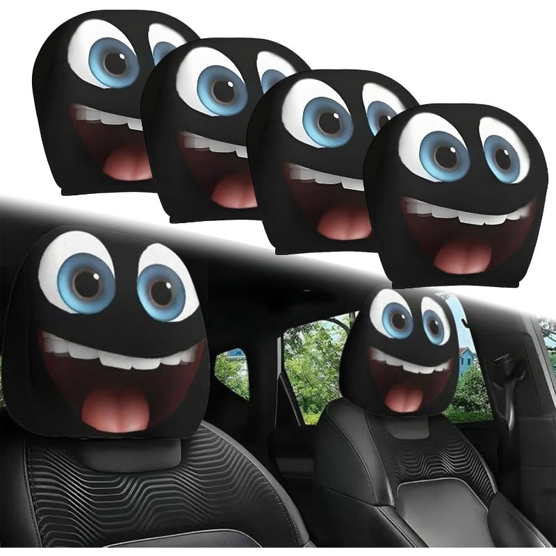 CartoonCush – Playful Headrest Cover – Goofy Laugh / All Seats (4 pcs)