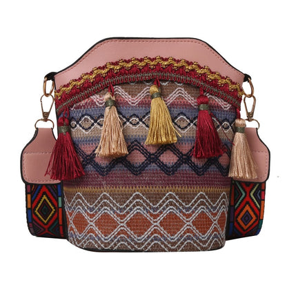 RootedCraft – Heritage Inspired Handbag – Pink / 20cm x 9.5cm x 18cm