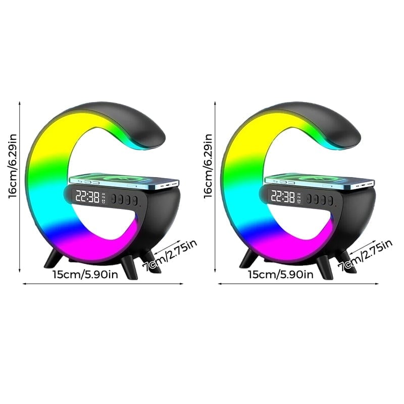 GlowG – G-Shaped RGB Wireless Charging Speaker – Black*2