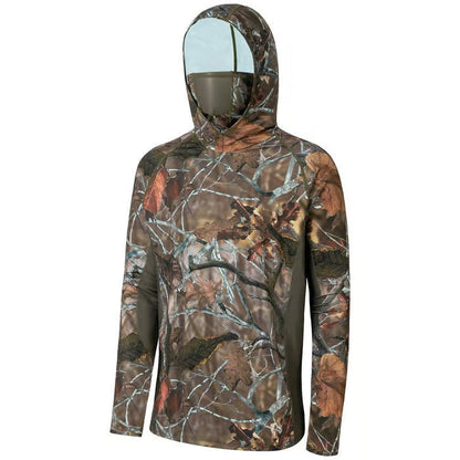 SunGuardPro - UPF 50+ Camo Hunting & Fishing Hoodie with Mask – Autumn Forest / S