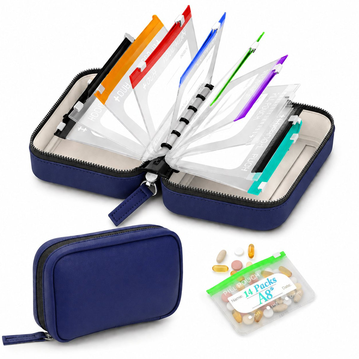 MediPack – Waterproof Pill Organizer Pouch Set – Navy