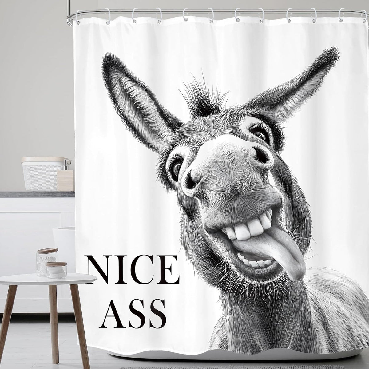 Are You Pooping?" Donkey Shower Curtain – Donkey（Nice Ass） / 71in x 71in