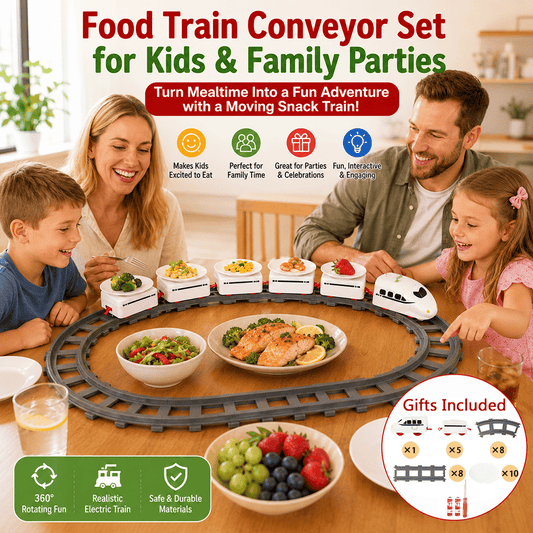 FunRail – Rotating Food Train Serving Set – Buy 1 Includes 40 Paper Placemat