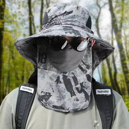 CatchSafe – All Weather Fishing Face Cover & Neck Guard – Camouflage - Gray / Military Green