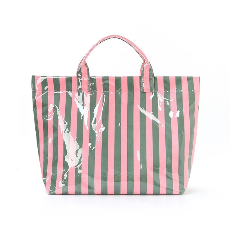 CarryWave – Durable Canvas Striped Tote Bag – Green and pink stripes