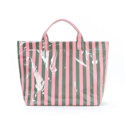 CarryWave – Durable Canvas Striped Tote Bag – Green and pink stripes