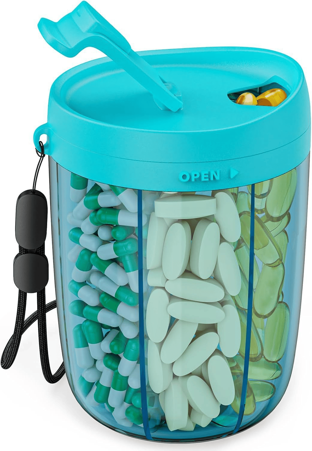 DailyMeds – 6 Compartment Pill Storage Container – Blue
