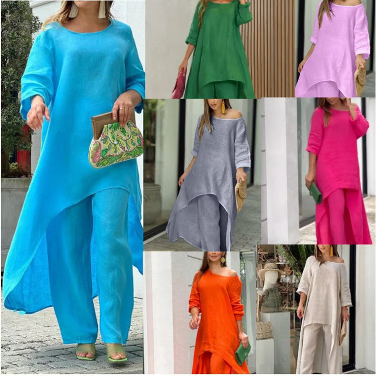 LunaFit – Women's Solid Color Linen Casual Suit – image 7