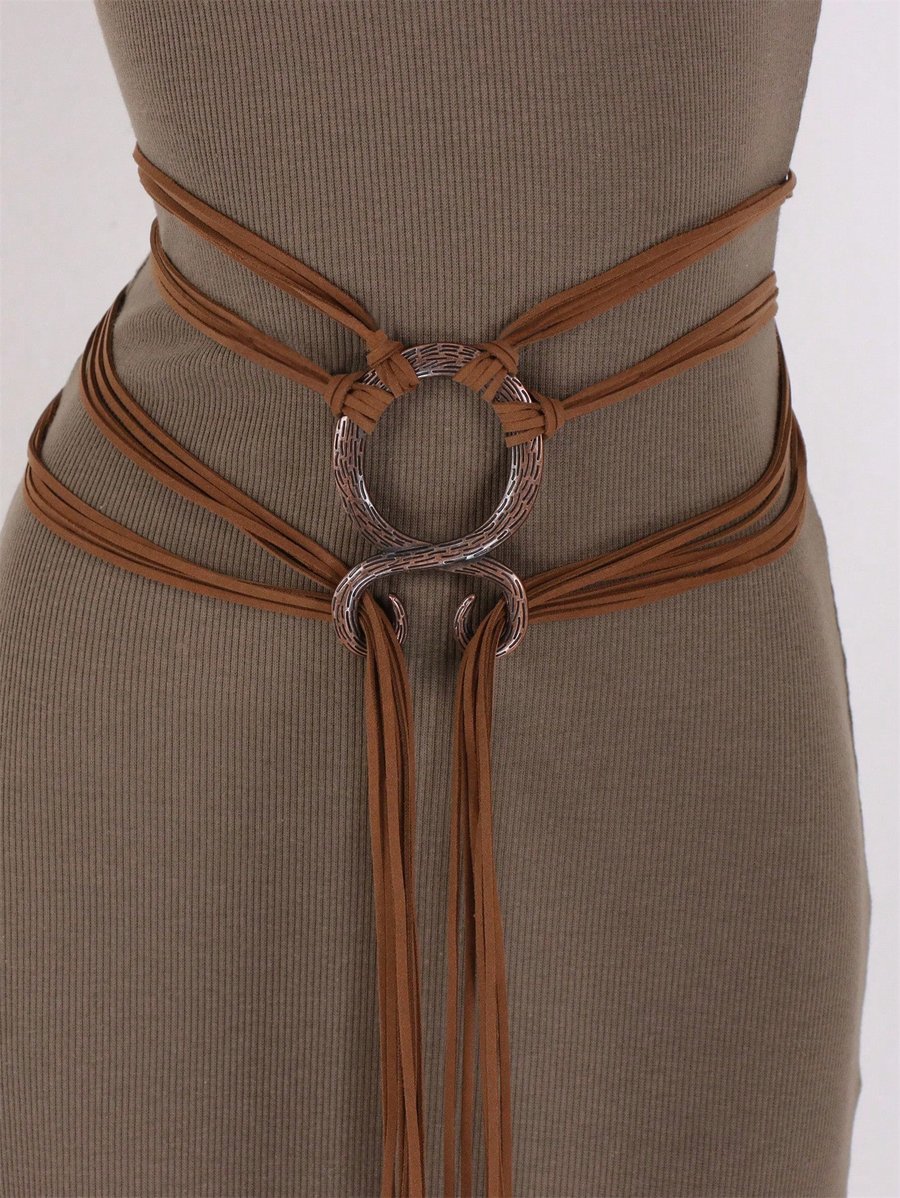 NordicForge – Viking Braided Leather Belt Set – Brown / Retro