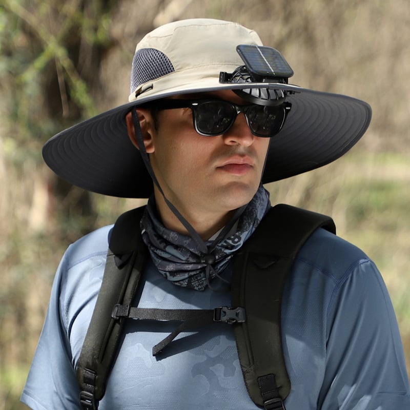 ChillCap Pro – Solar Fan Hat – Khaki / Single fan / Unisex Adjustable 22"-25"