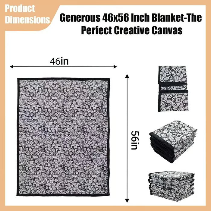 DoodleBlanket – 50×60 DIY Coloring Fleece Throw with 24 Marker Pens – image 4