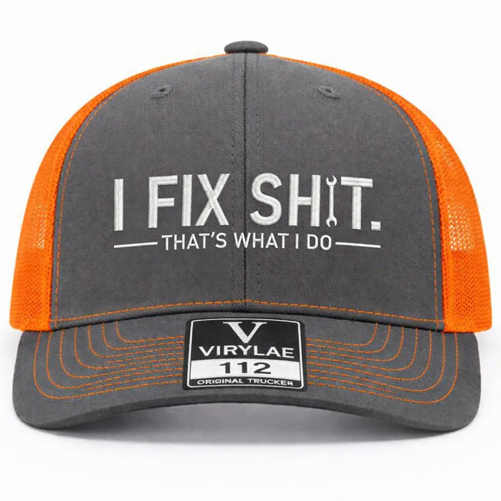 ToolTalk Cap – Funny Fixer Hat – Charcoal Orange / Buy 1