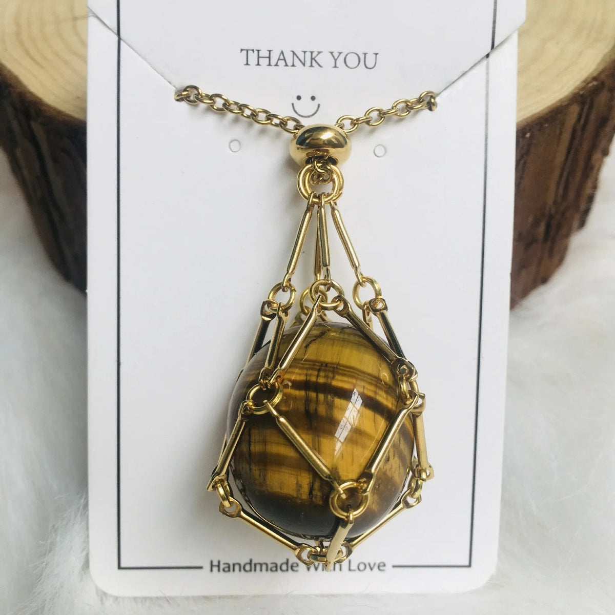SoulBound - Natural Healing Crystal Necklace – Tiger Eye / Gold