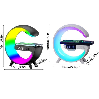 GlowG – G-Shaped RGB Wireless Charging Speaker – Black*1 + White*1