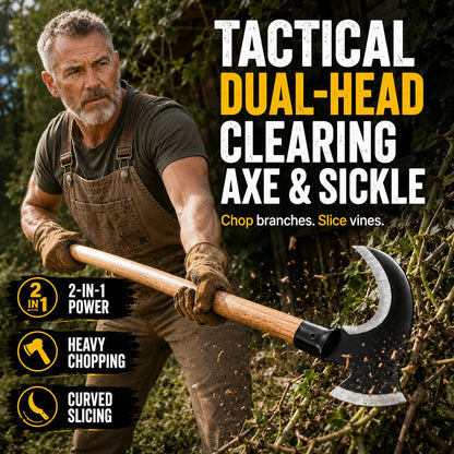 TimberClaw – Dual-Edge Clearing Axe – Head + Wooden Handle