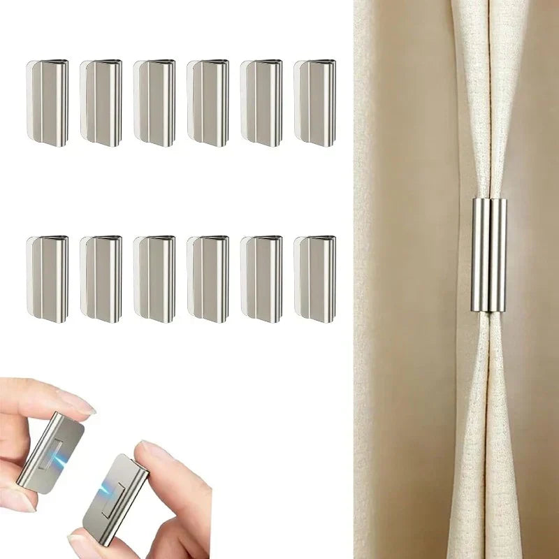 CurtainSnap – No-Drill Magnetic Curtain Holders – 12 Pairs (Save 50%)