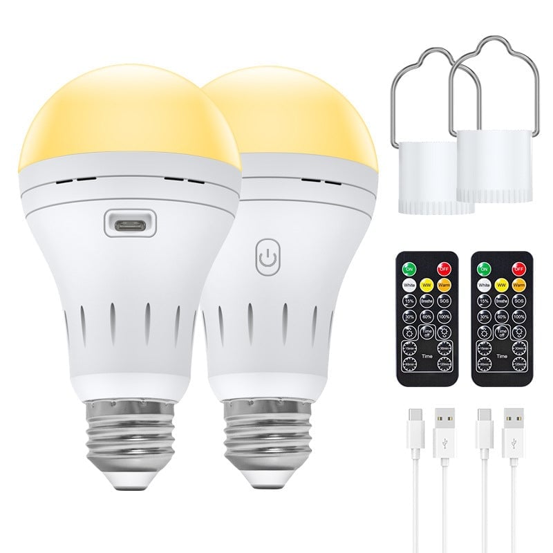 BrightEase – Rechargeable LED Bulb with Remote Control – 2 PCS