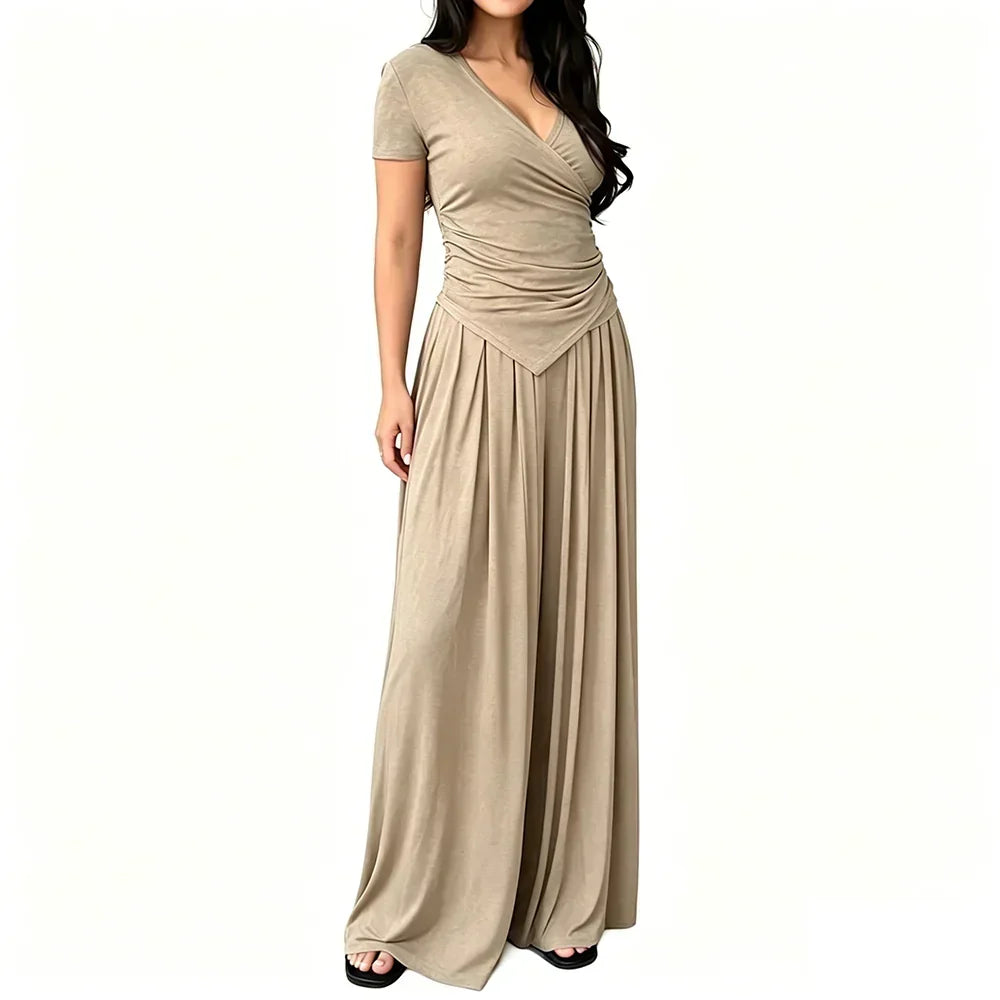 MaisonLuxe – Sophisticated Wrap Top & Wide Leg Pants Set – image 11
