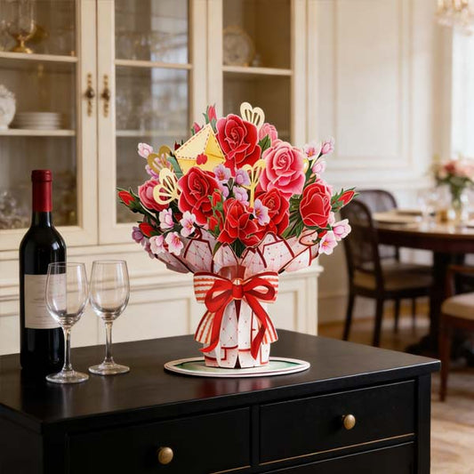 Forever-Blooming 3D Flower Pop-Up Card– Personalized Love Message & Everlasting Bloom – Valentine