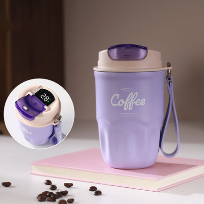 SipGuard – Portable Temperature Lock Coffee Flask – Purple / Smart temperature display