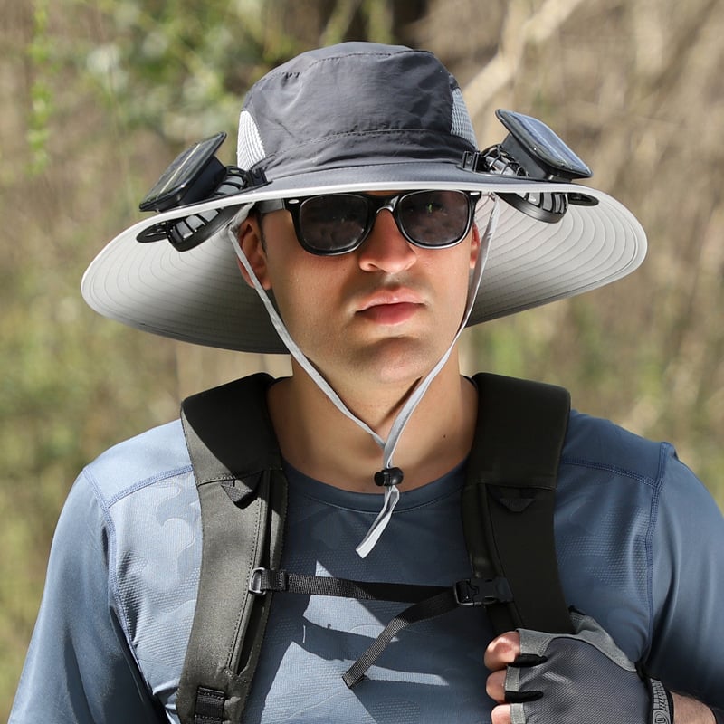 ChillCap Pro – Solar Fan Hat – Dark Gray / Double fan / Unisex Adjustable 22"-25"