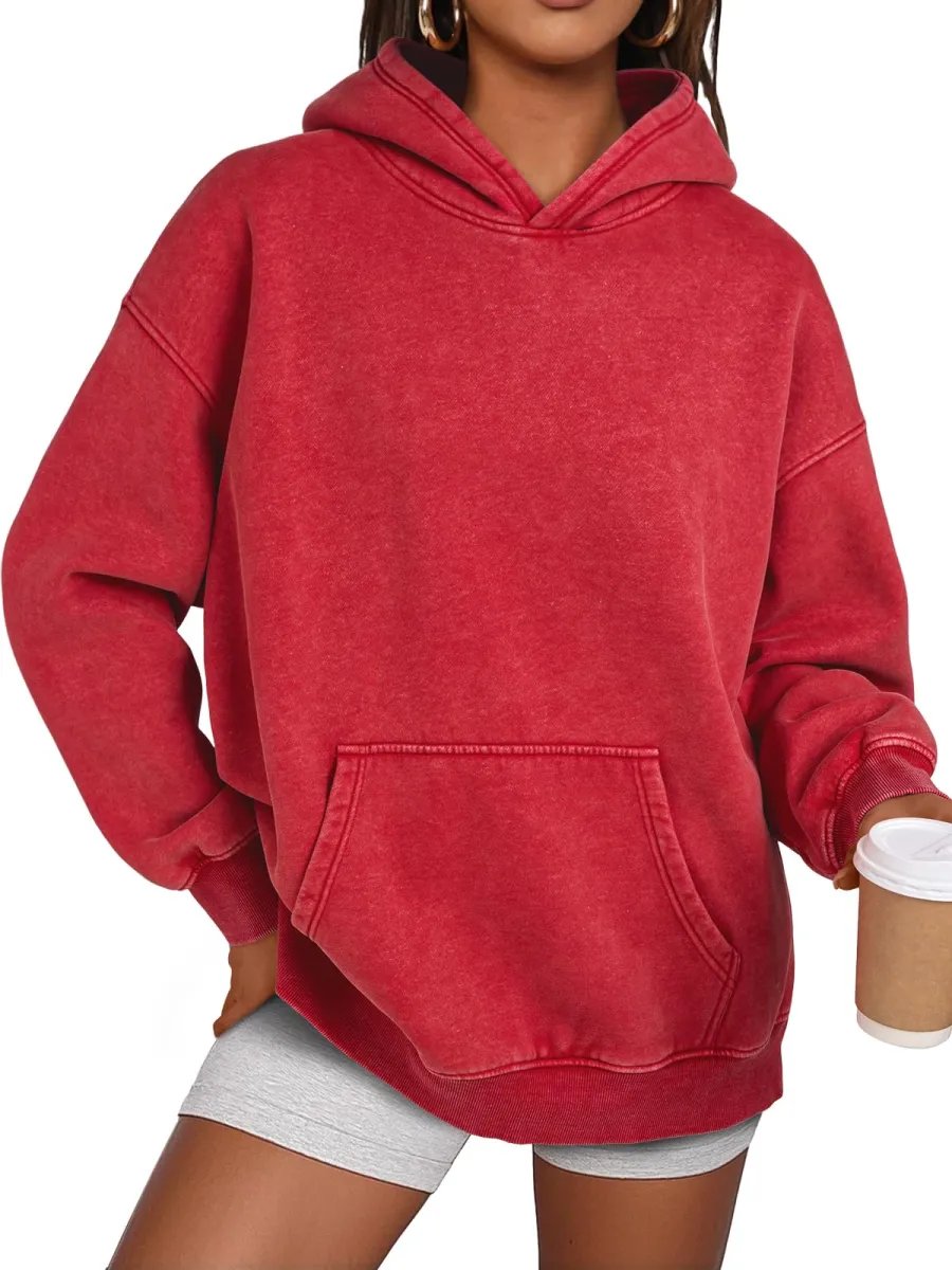 RetroVibe – Acid Wash Pullover – Red / S